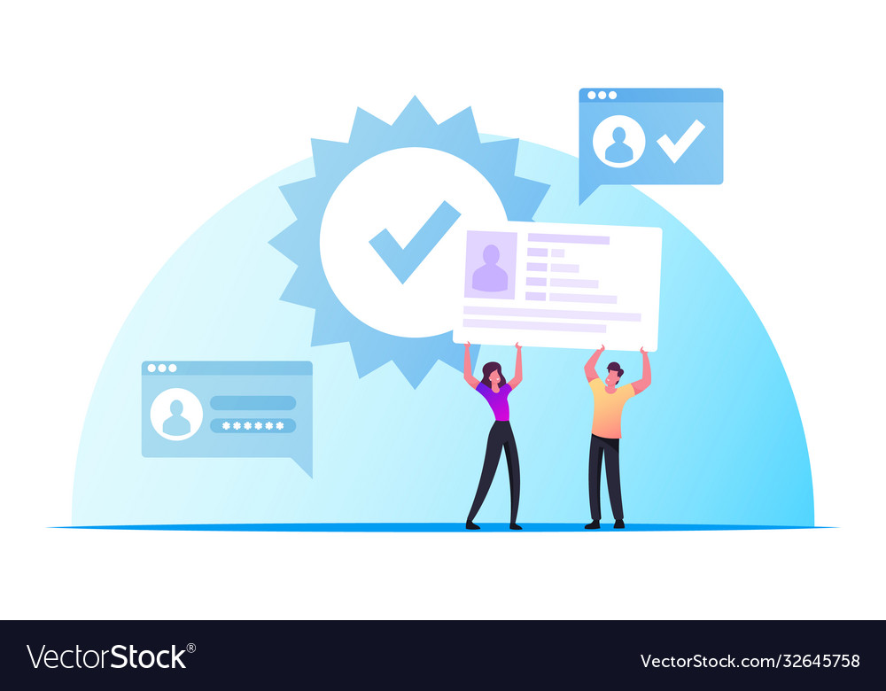 Id verification and biometric data scanning vector image Id verification and biometric data scanning
