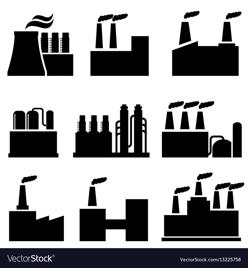 Industrial buildings factory and pollution Vector Image