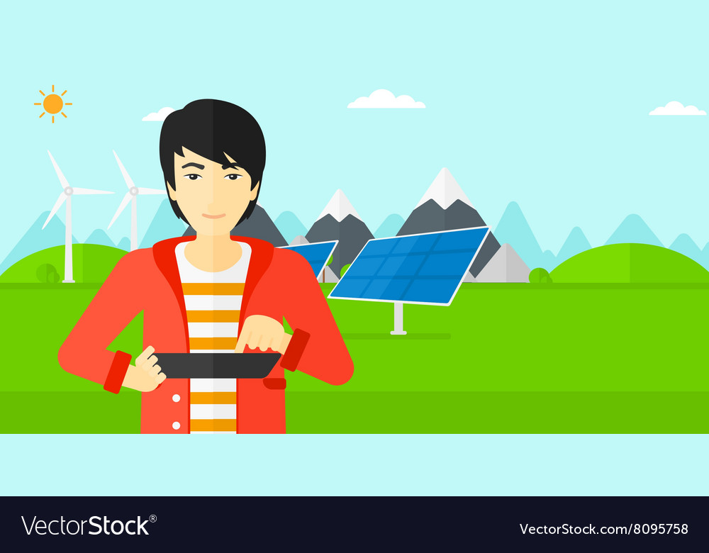 Man using tablet computer