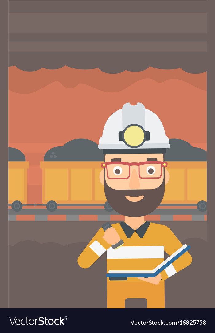 Miner checking documents