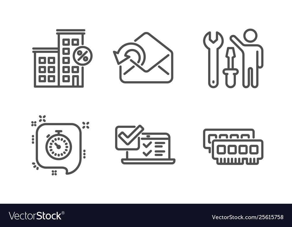 Online survey timer and send mail icons set