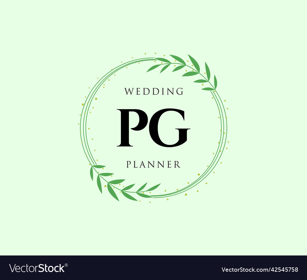 Pg initials letter wedding monogram logos Vector Image