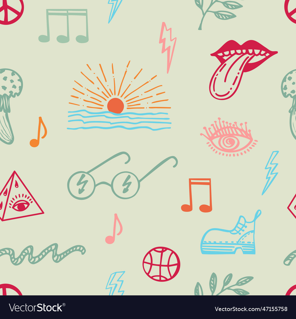 Seamless pattern with groove psychedelic elements vector image Seamless pattern with groove psychedelic elements