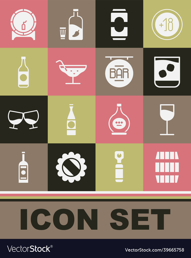 Set Holzfass Weinglas aus Whisky vector image Set Holzfass Weinglas aus Whisky