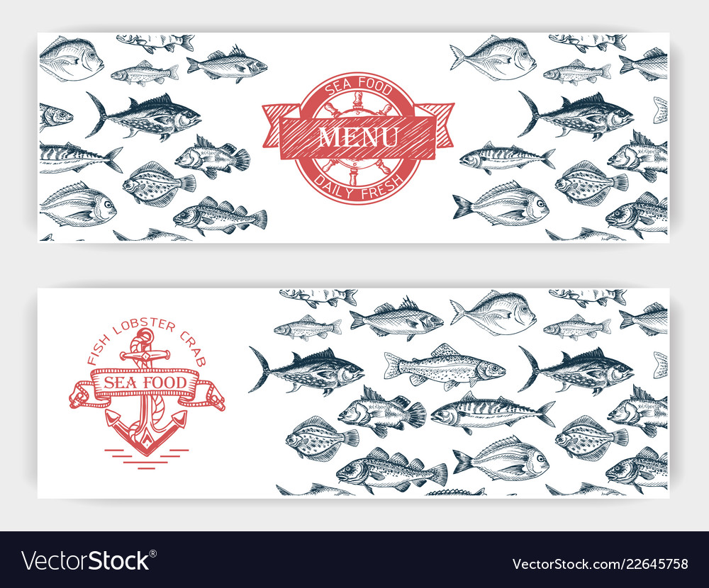 Sketch Fish Market Card Royalty Free Vector Image