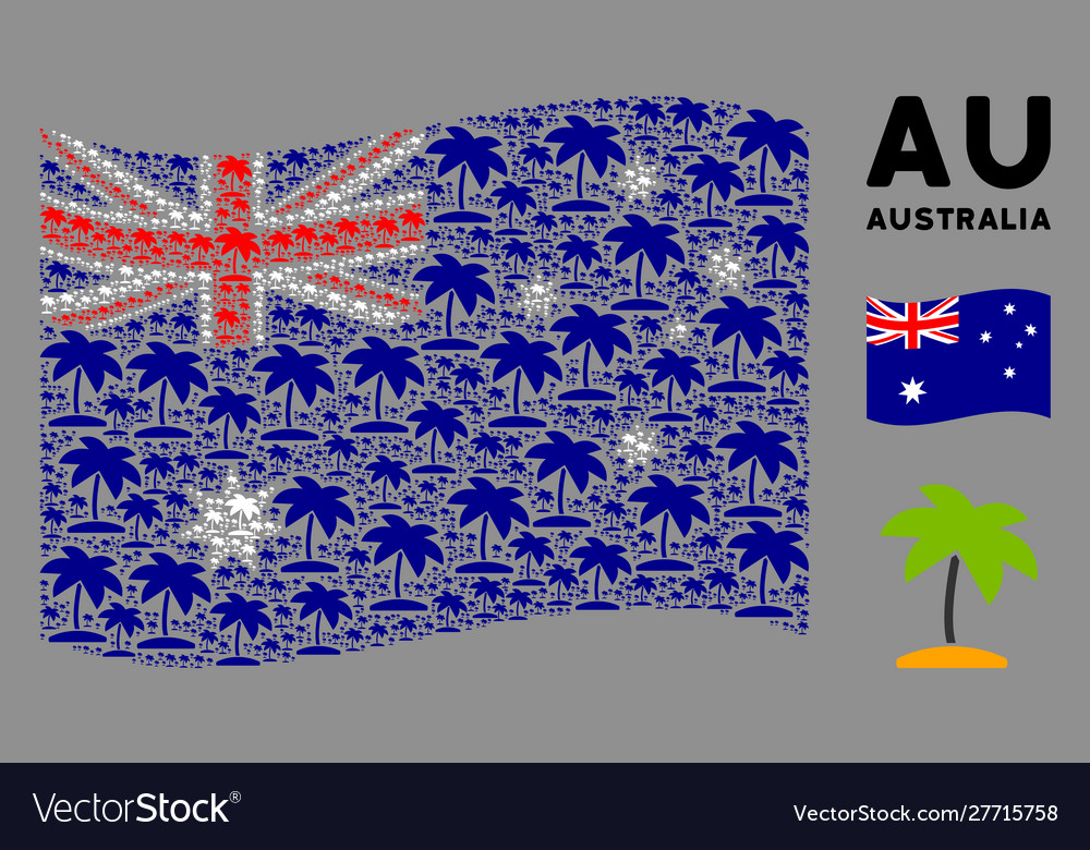 Waving australia flag collage island tropic