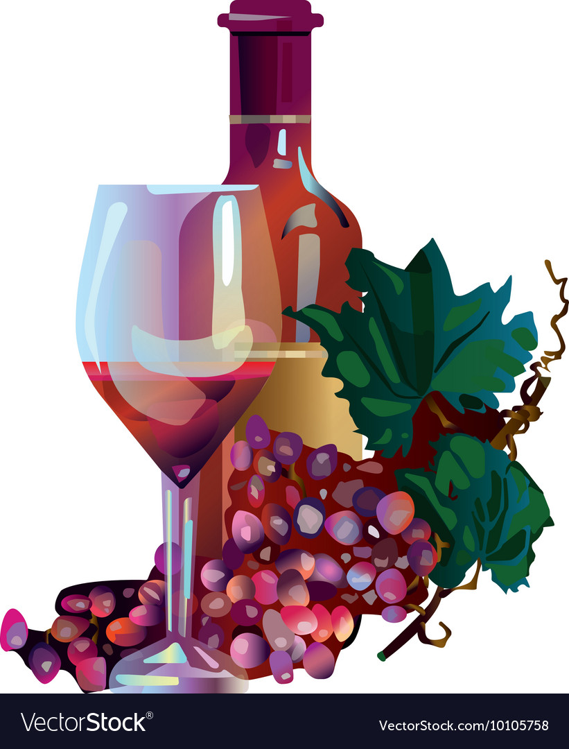 Wine and grapes Royalty Free Vector Image - VectorStock