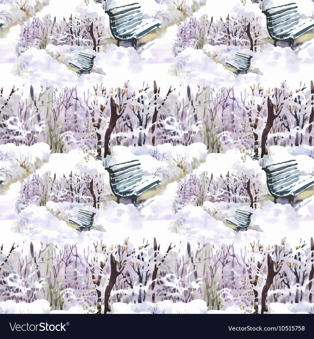 Winter Forest Watercolor Pattern