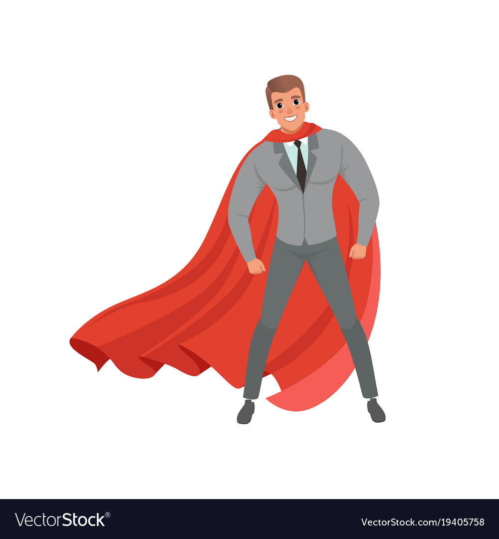 Young confident business man with red superhero Vector Image