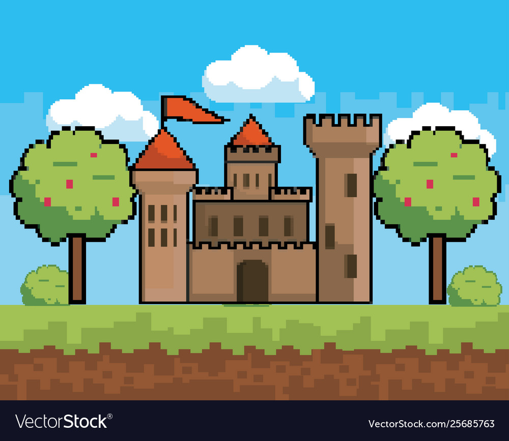 Arcade game world and pixel scene design