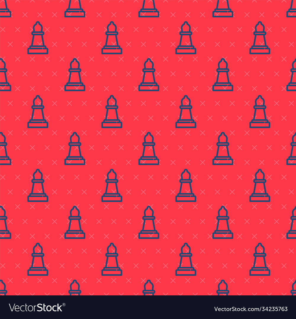 Blue line chess icon isolated seamless pattern Vector Image Blue line chess icon isolated seamless pattern