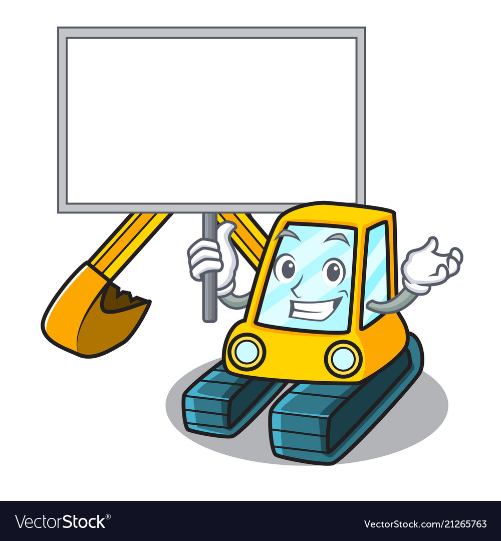 Bring board excavator character cartoon style