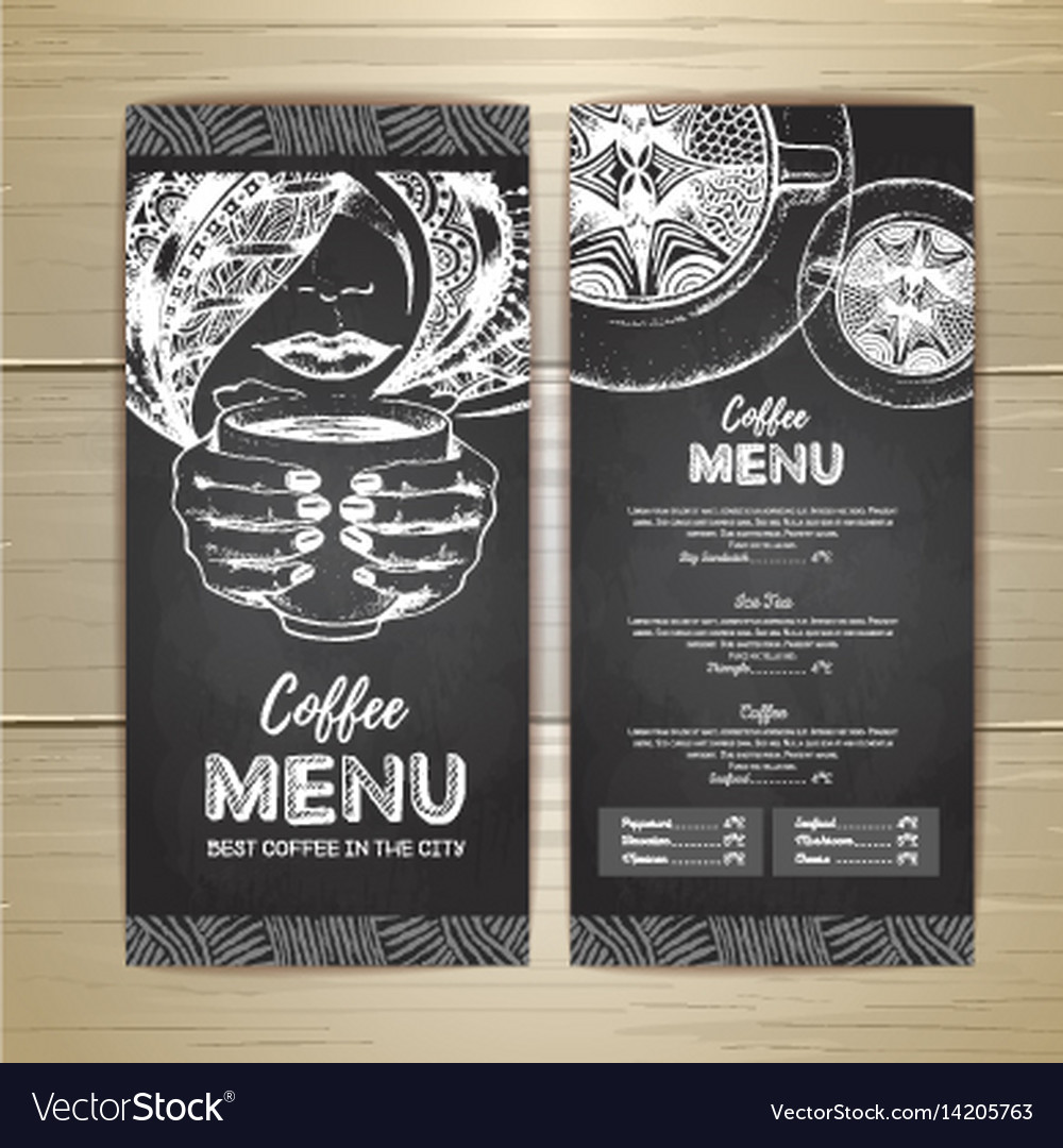 Chalk drawing coffee menu design decorative Vector Image