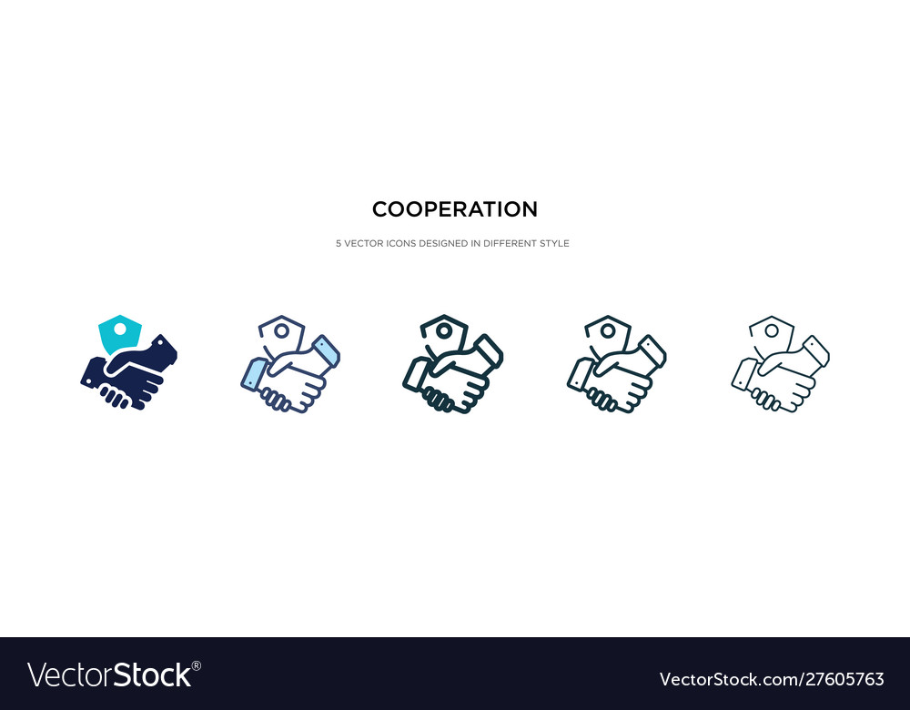 Cooperation icon in different style two colored vector image Cooperation icon in different style two colored