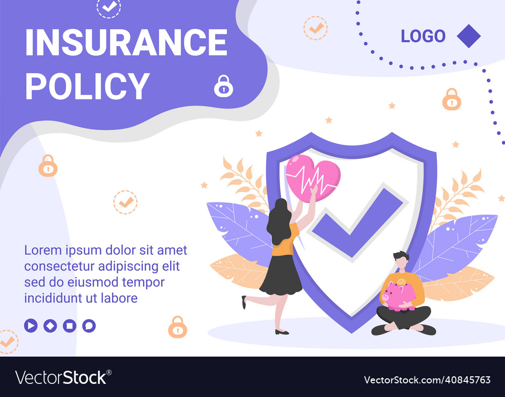 Insurance policy brochure template flat design Vector Image