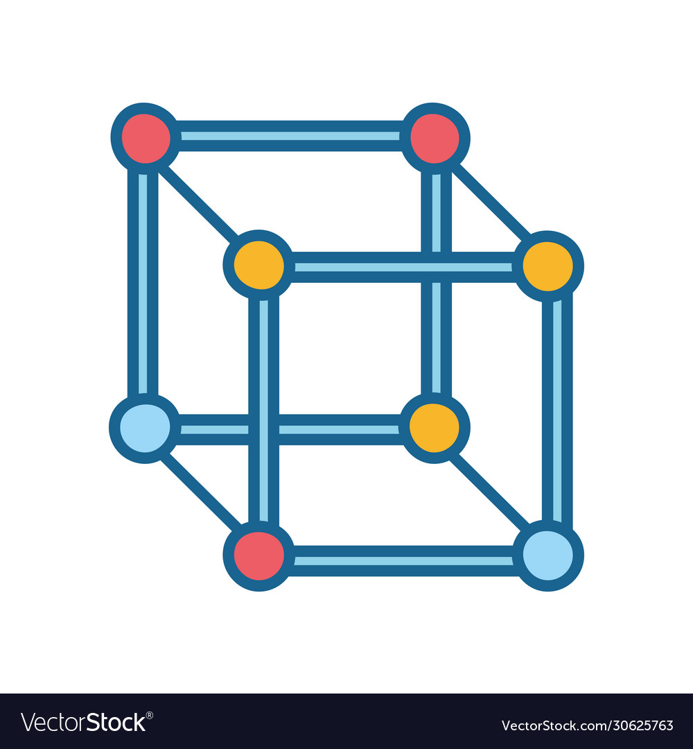 Isolated atom line and fill style icon