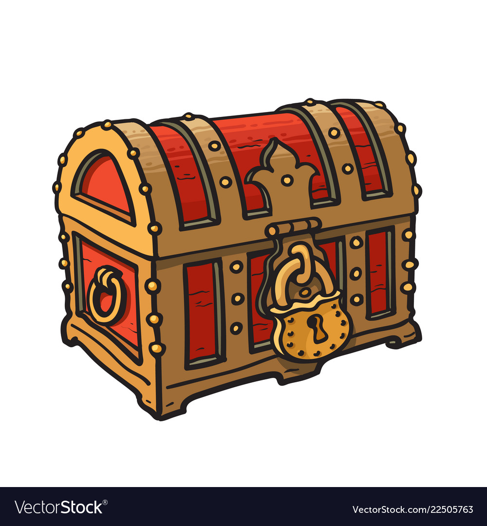 Locked pirate treasure chests with golden lock Vector Image, golden chests  