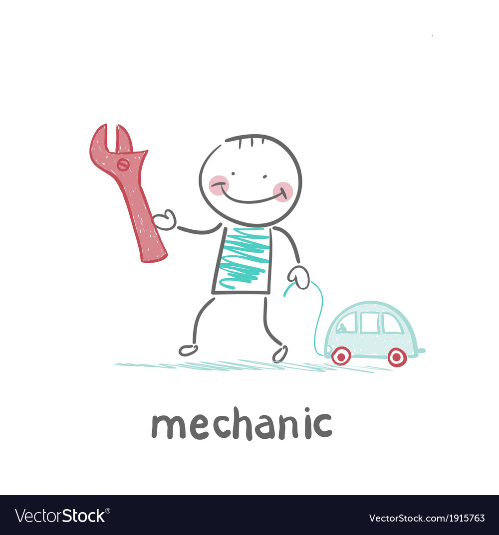 Mechanic holding a key and little car