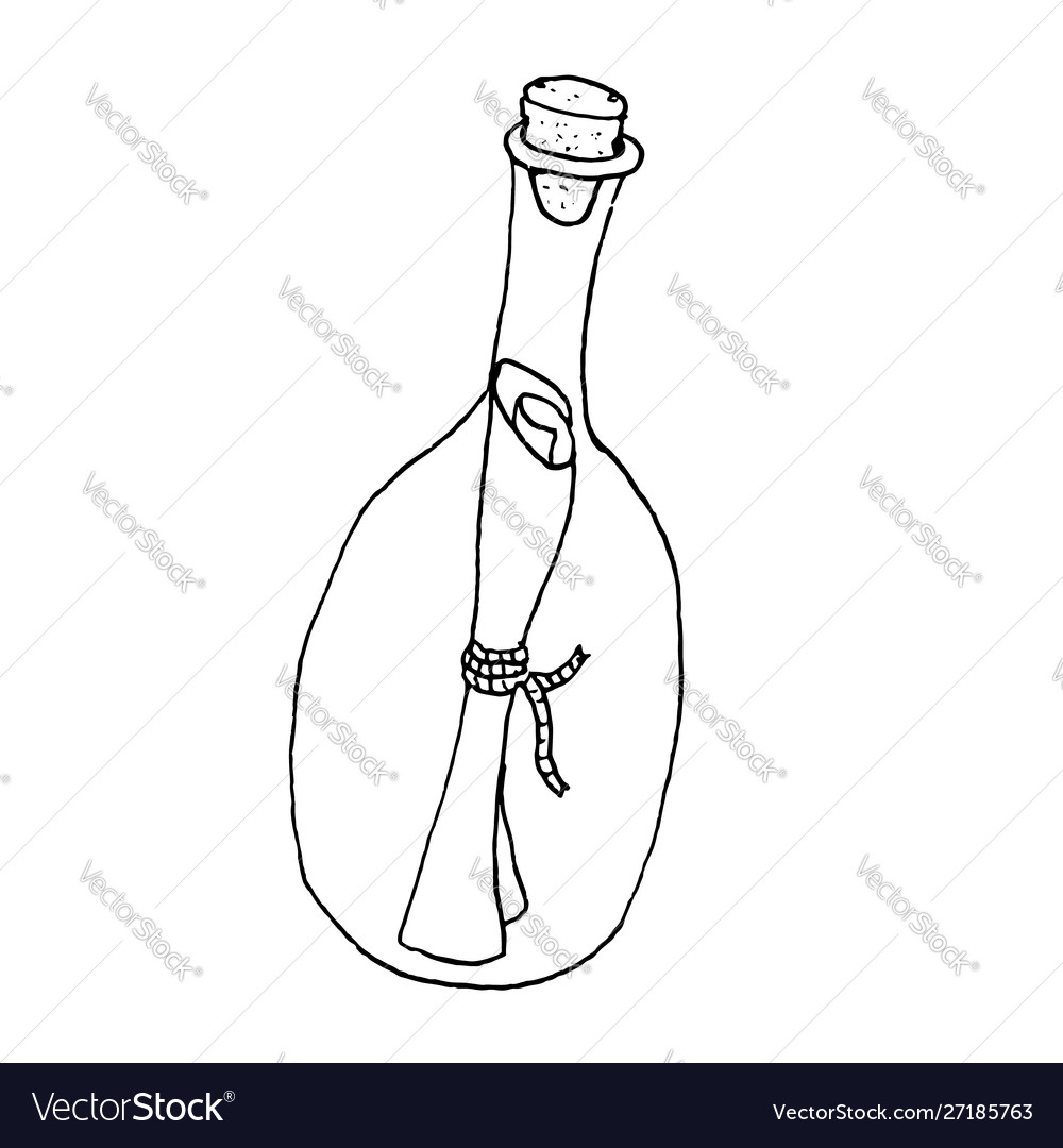 Message in bottle line art