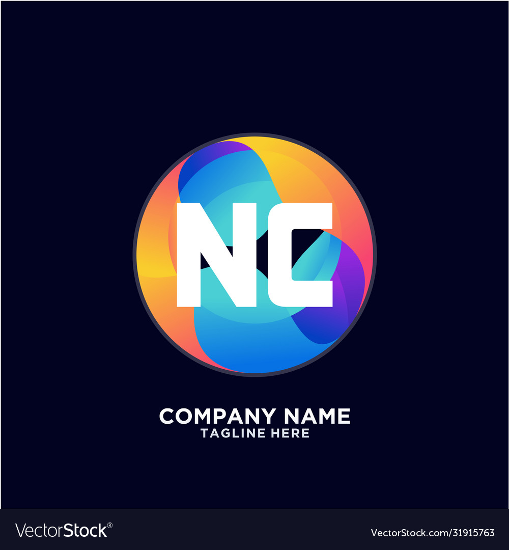 Nc initial logo with colorful circle template