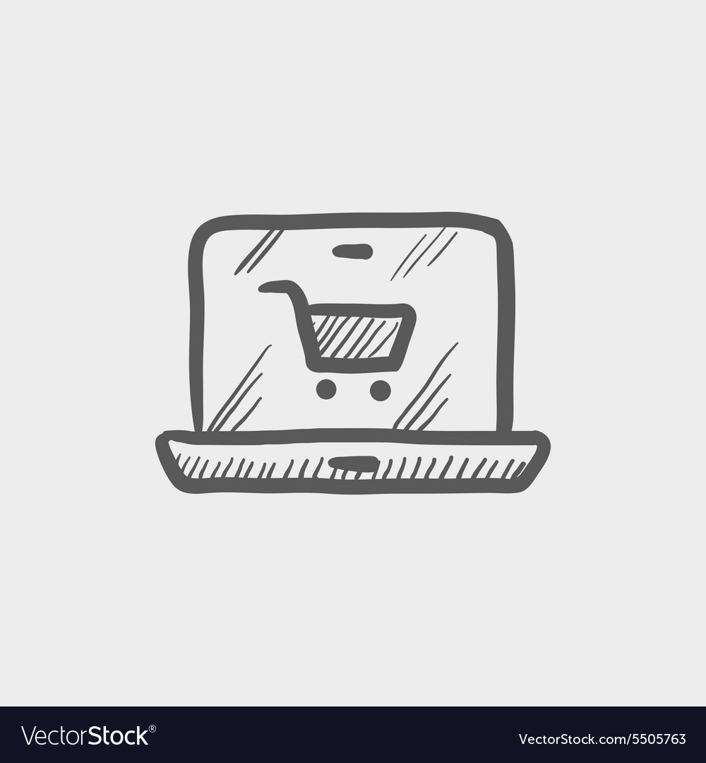 Online shopping sketch icon