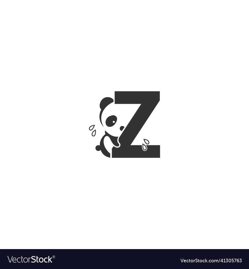 Panda icon behind letter z logo Royalty Free Vector Image