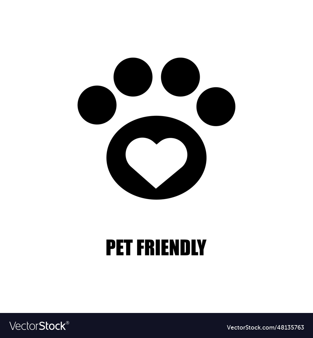 Pet Friendly Lable Dog Friendly Logo Paw Print Vector Image