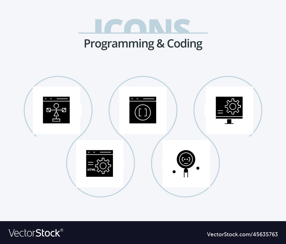 Programming and coding glyph icon pack 5