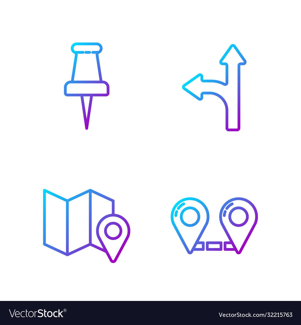 Set line route location folded map Vector Image Set line route location folded map
