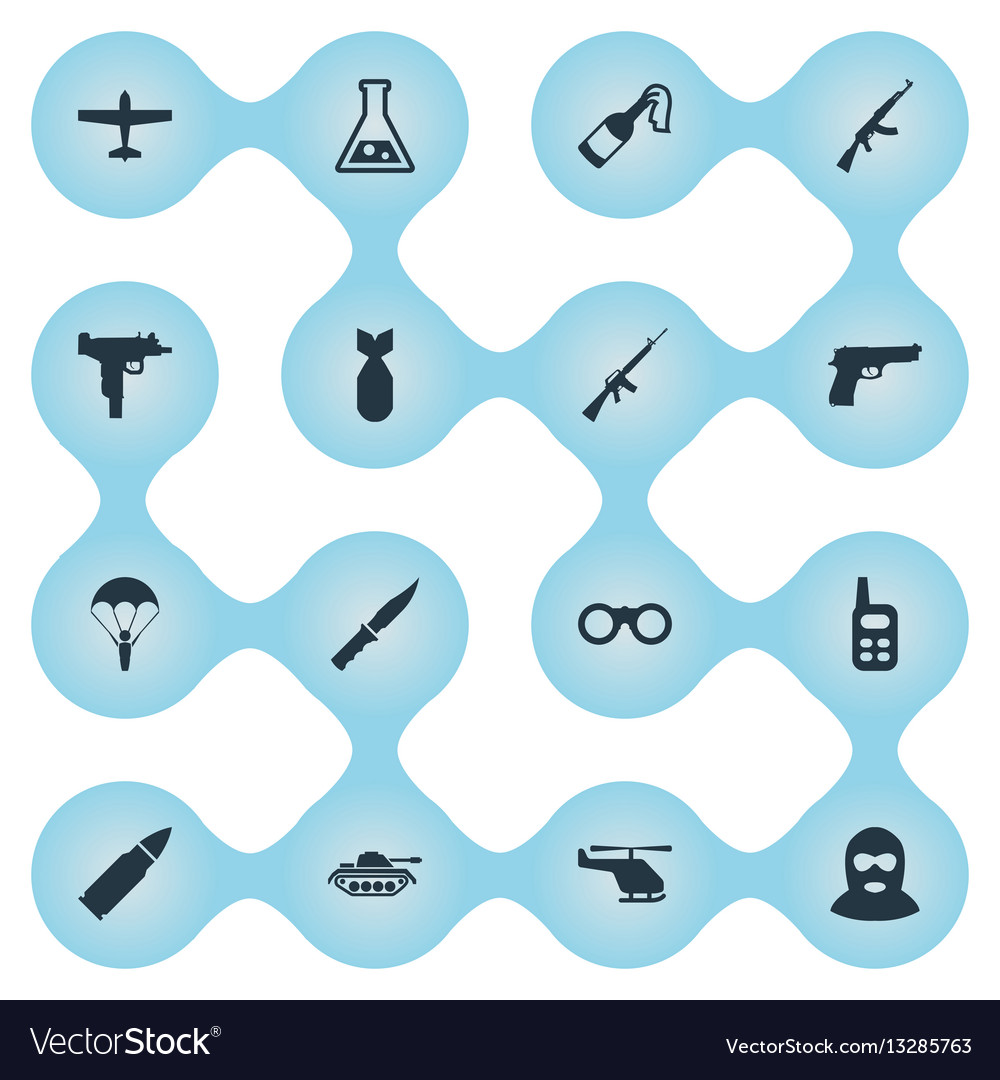 Set of 16 simple army icons can be found