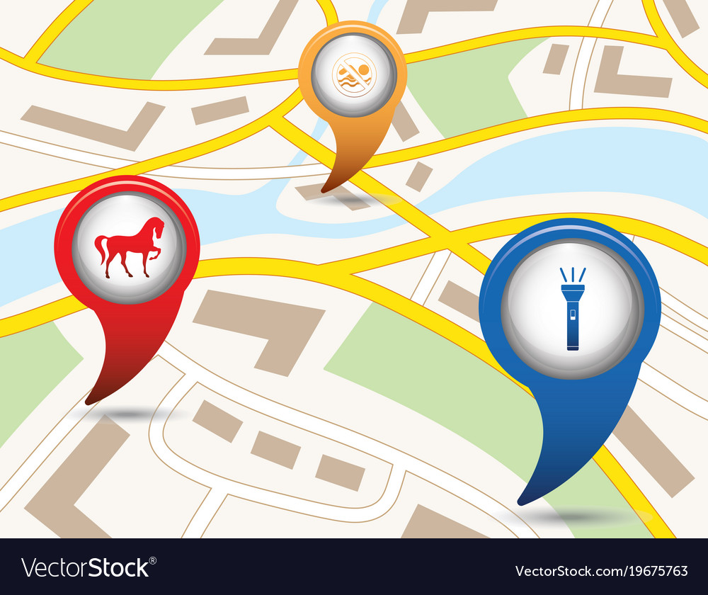 Set of tourism service map pointers