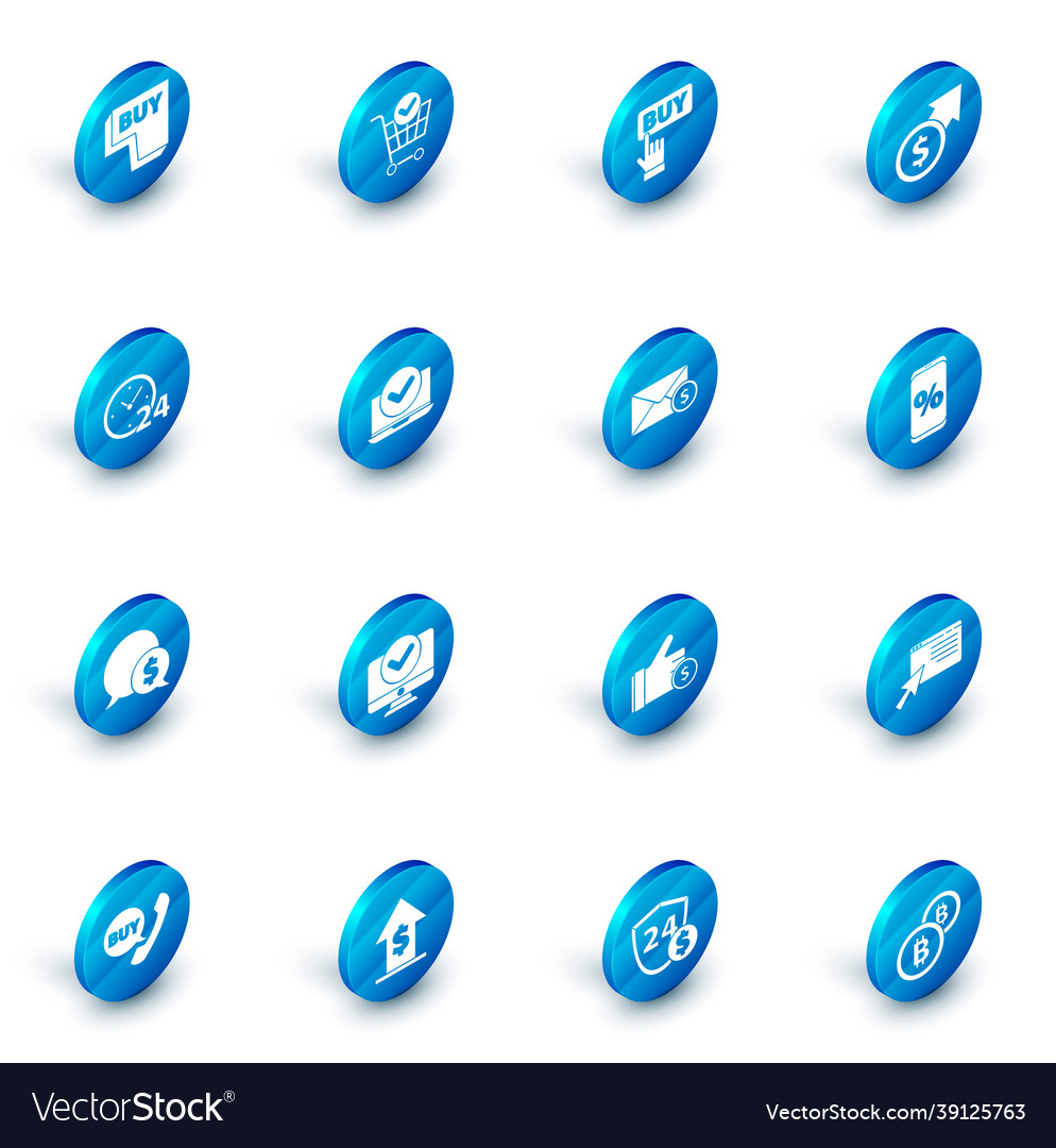 Set shopping cart with check mark buy button