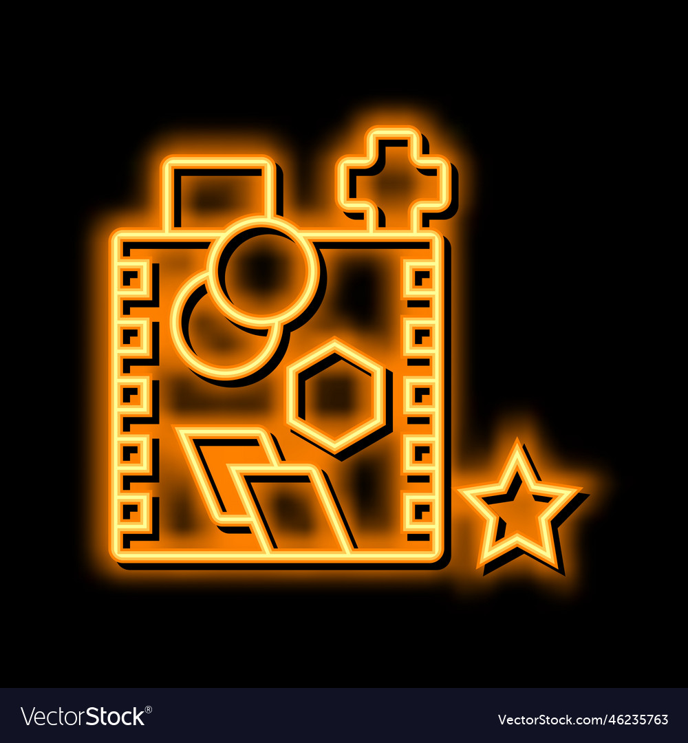 Shape sorting neon glow icon