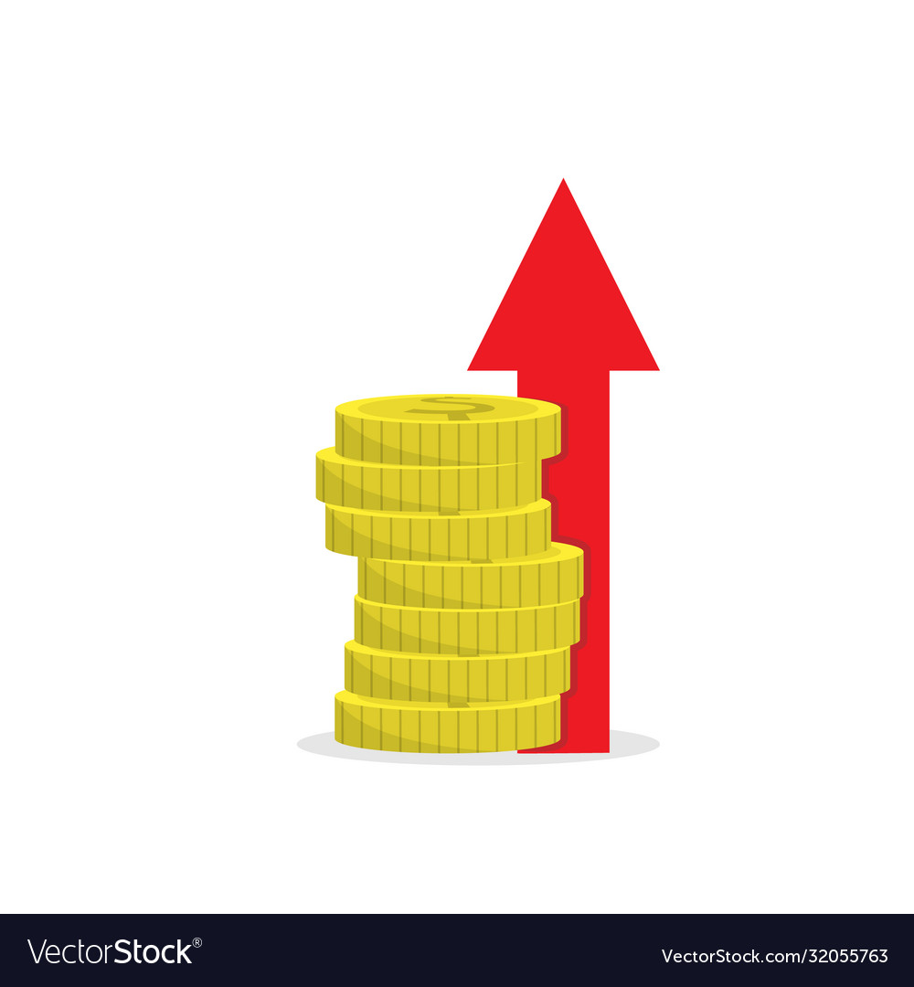 Stack coins with an up arrow simple color flat vector image Stack coins with an up arrow simple color flat