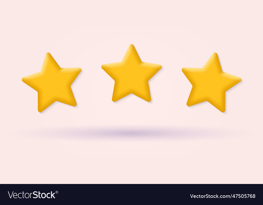 3 stars icon 3d star symbol award rating Vector Image