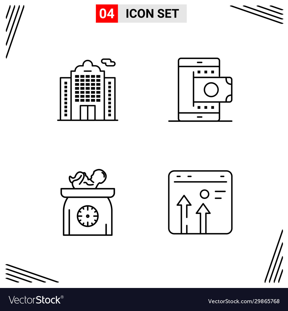 4 icons line style grid based creative outline