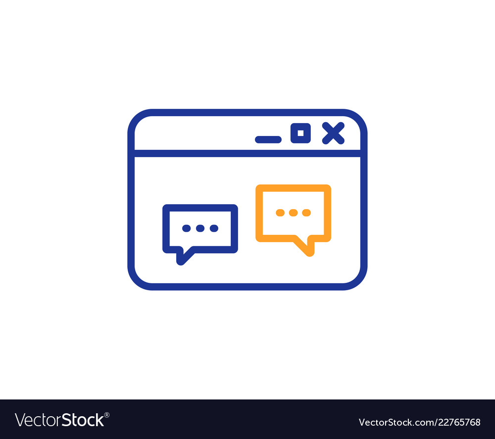 Browser window line icon chat speech bubbles vector image Browser window line icon chat speech bubbles