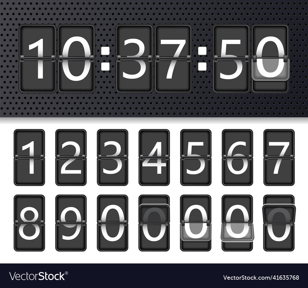 Countdow timer clock mechanical flip scoreboard vector image Countdow timer clock mechanical flip scoreboard