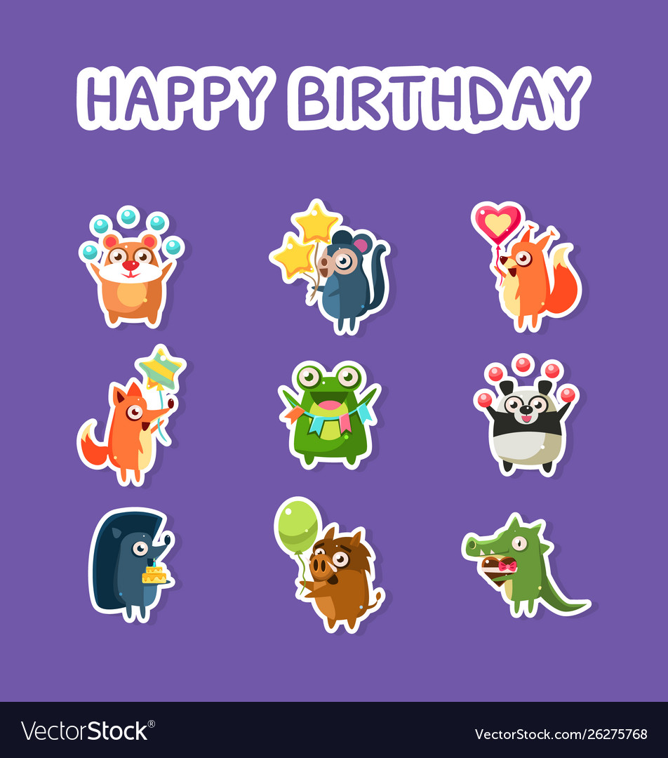 Süße Tier Geburtstag Aufkleber