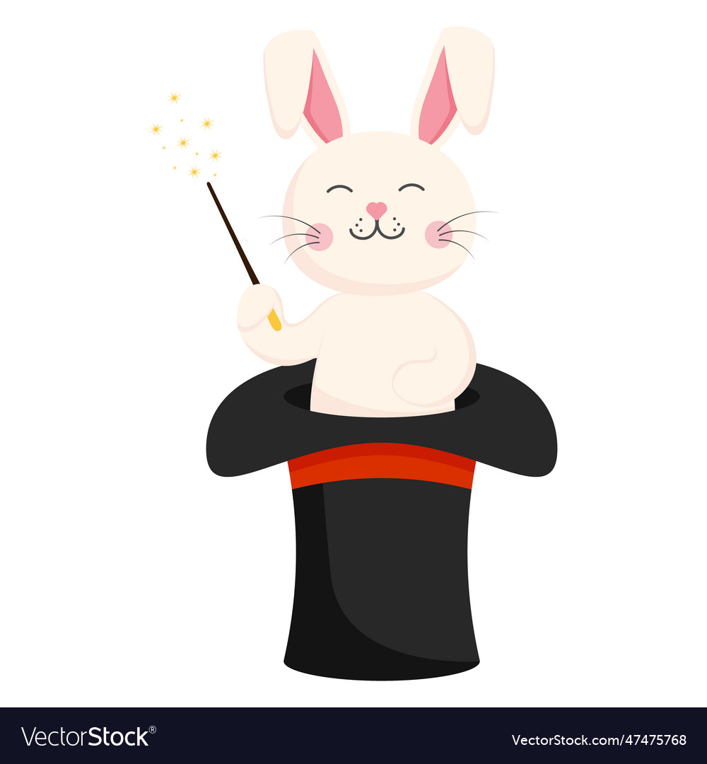 Cute bunny wizard with magical magic hat Vector Image