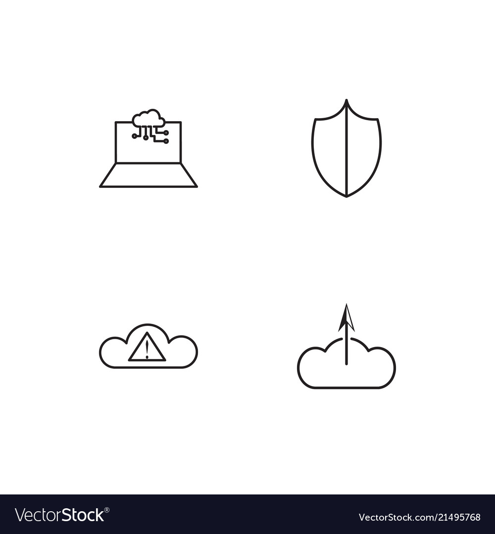 Cyber security linear icons set simple outline