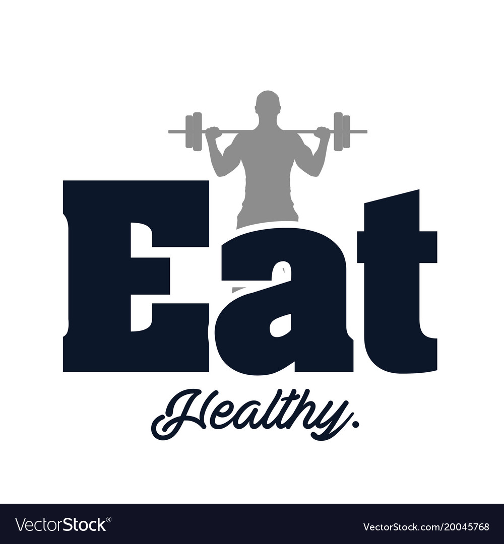 Eat healthy text man gym background image