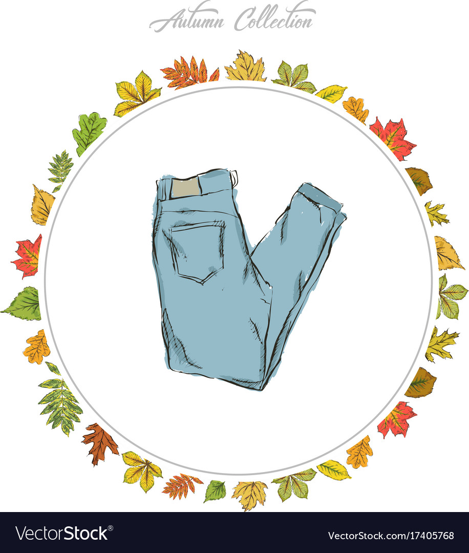 Jeans hand draw clothes autumn collection frame