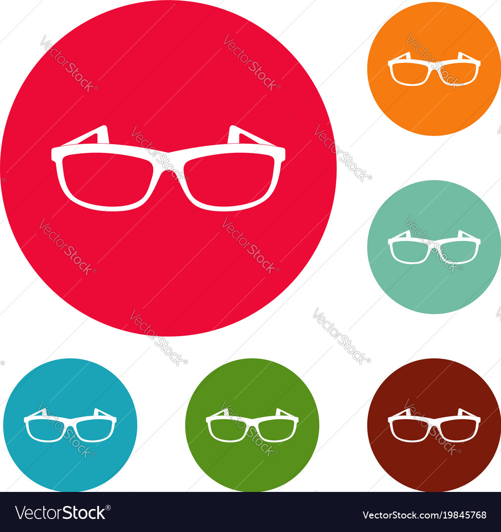 Modern spectacles icons circle set Royalty Free Vector Image