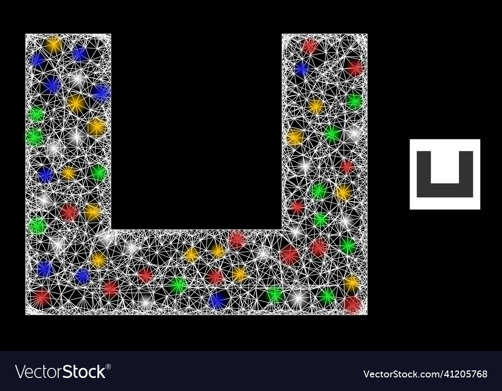 Net mesh empty box icon with multicolored glitter vector image Net mesh empty box icon with multicolored glitter