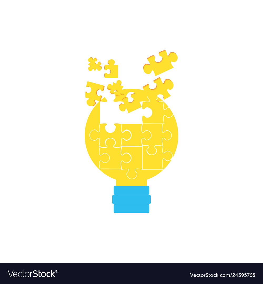 Puzzles pieces in shape light bulb