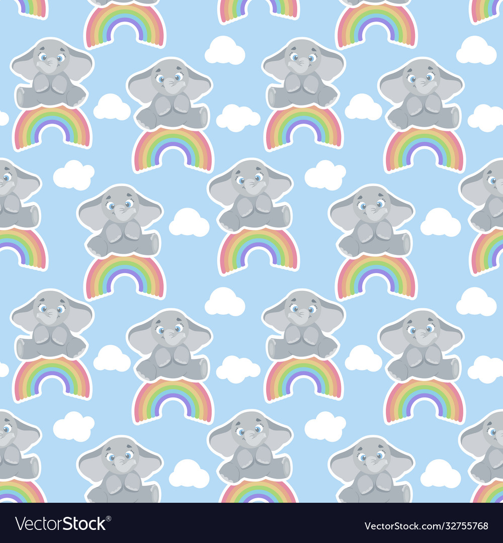 Seamless endless pattern with elephant sitting