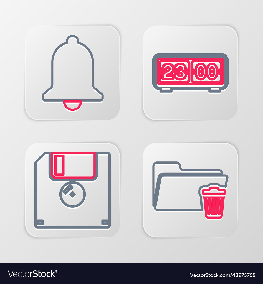 Set line delete folder floppy disk retro flip vector image Set line delete folder floppy disk retro flip