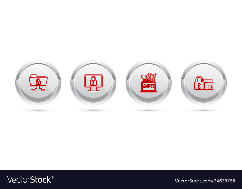 Set line ftp folder and lock on monitor vector image Set line ftp folder and lock on monitor