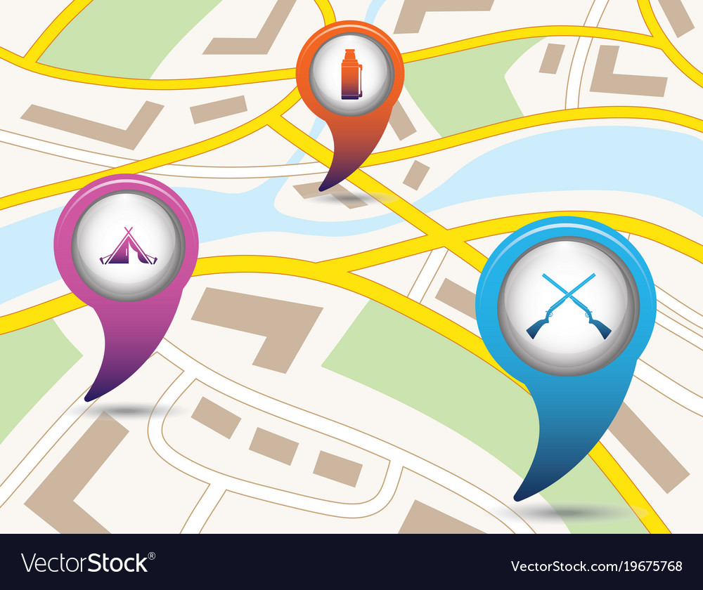 Set of tourism service map pointers